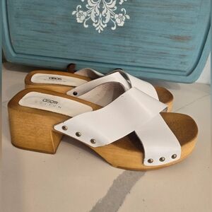 ASOS White Wooden Platform Sandals